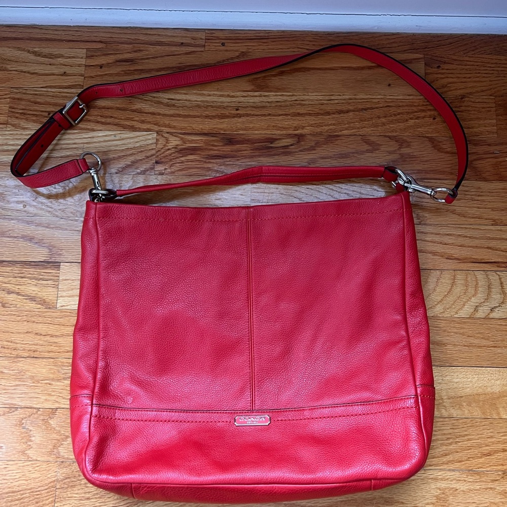 Coach Park Leather Hobo F23293 Tote Shoulder Crossbody Purse Satchel Red